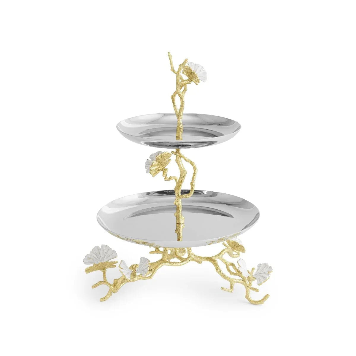 Michael Aram Butterfly Ginkgo Gold Two Tier Etagere Cake Stand