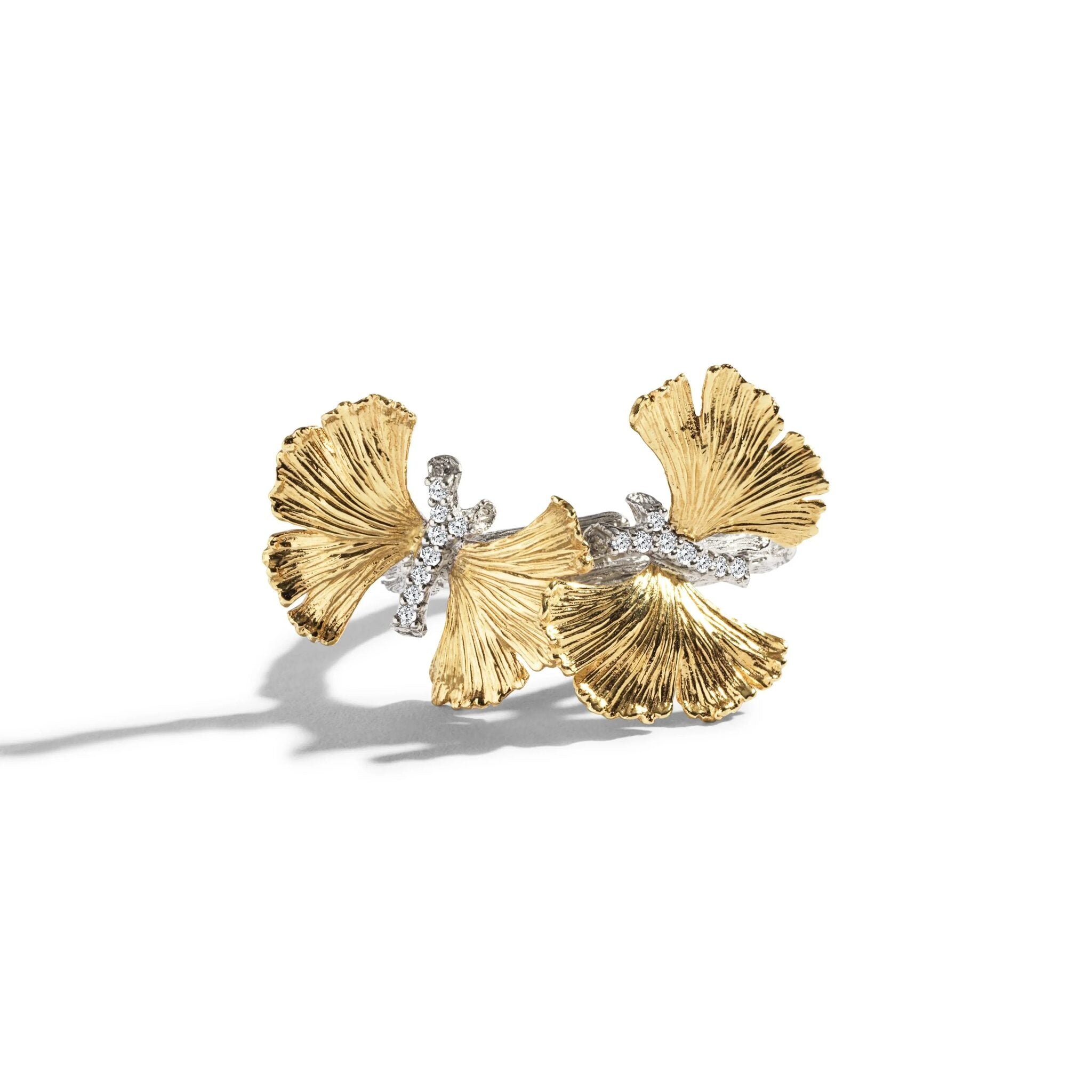 Michael Aram Butterfly Ginkgo Ring with Diamonds - Double — 7