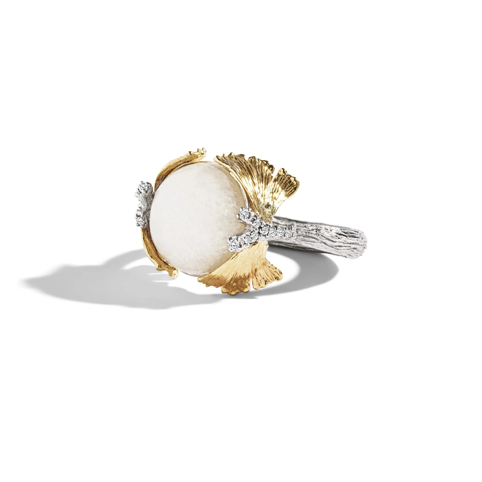Michael Aram Butterfly Ginkgo Ring with Moonstone and Diamonds — 8