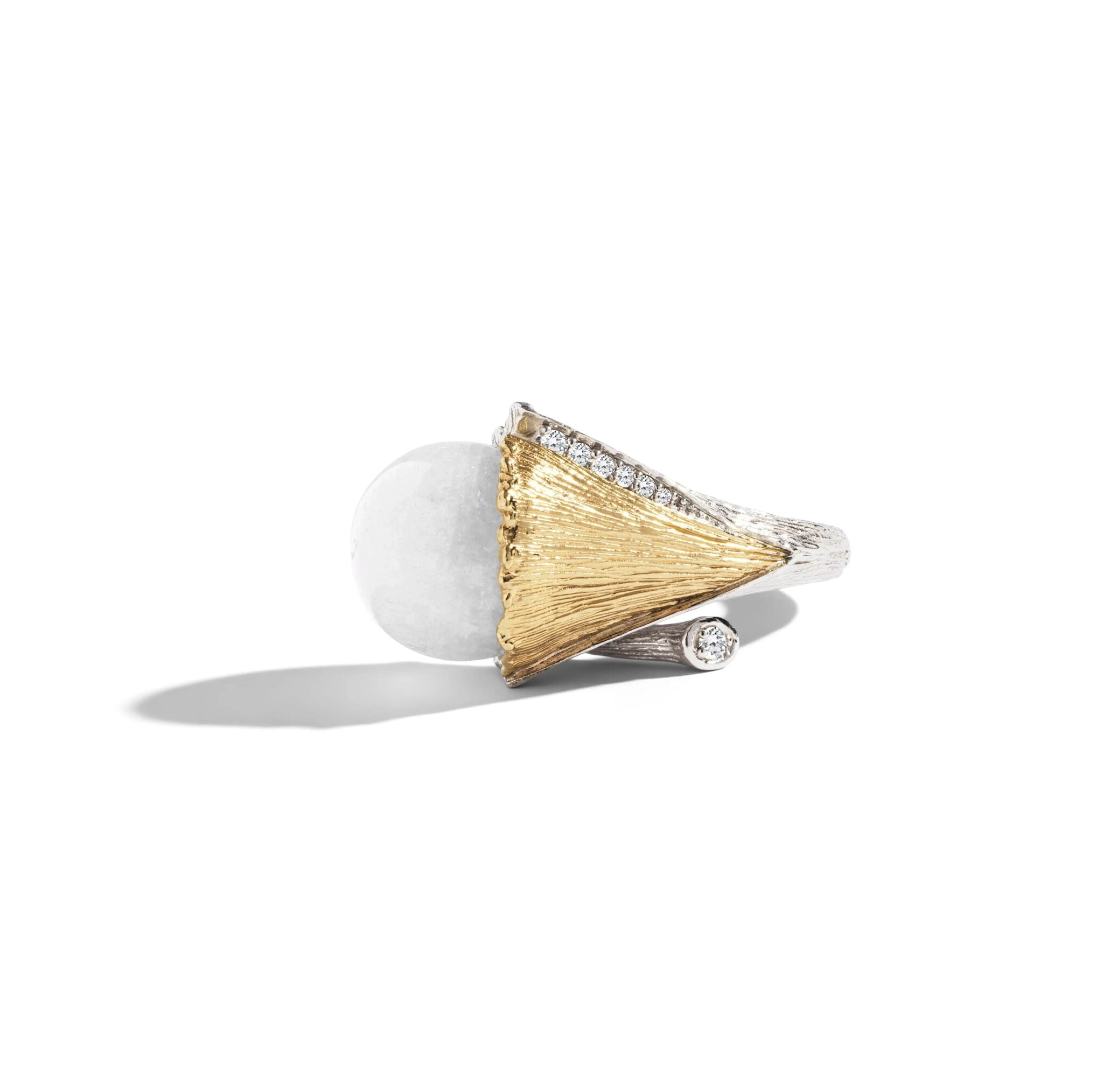 Michael Aram Butterfly Ginkgo Ring with Moonstone and Diamonds - Bypass — 8