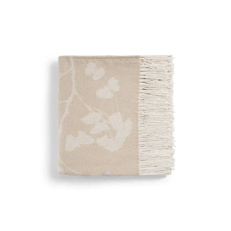 Michael Aram Butterfly Ginkgo Throw Stone and White Throw Blanket