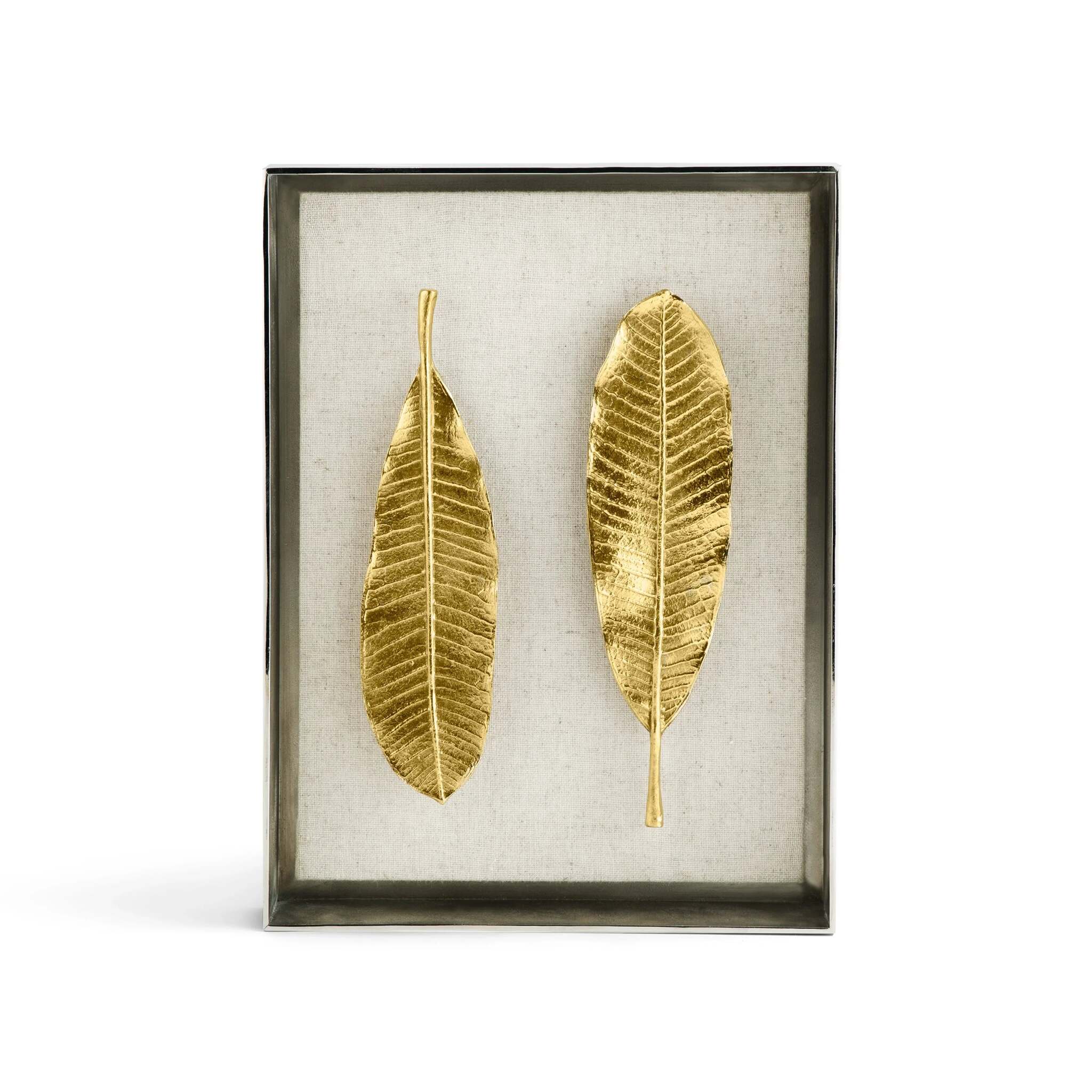 Michael Aram Champa Leaf Fabric Shadow Box Wall Sculpture