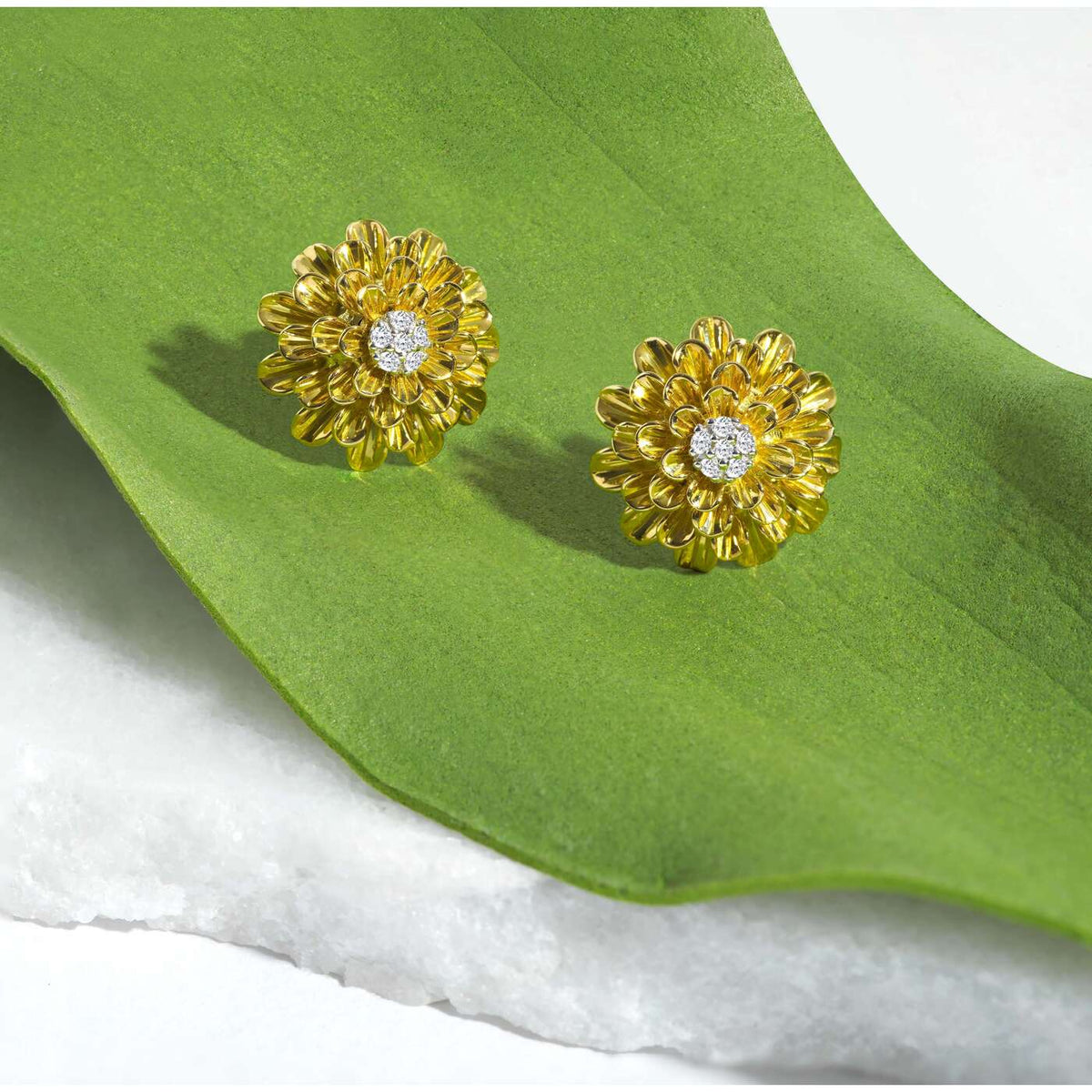 Michael Aram Dandelion Flower Earrings with Diamonds, alternate view