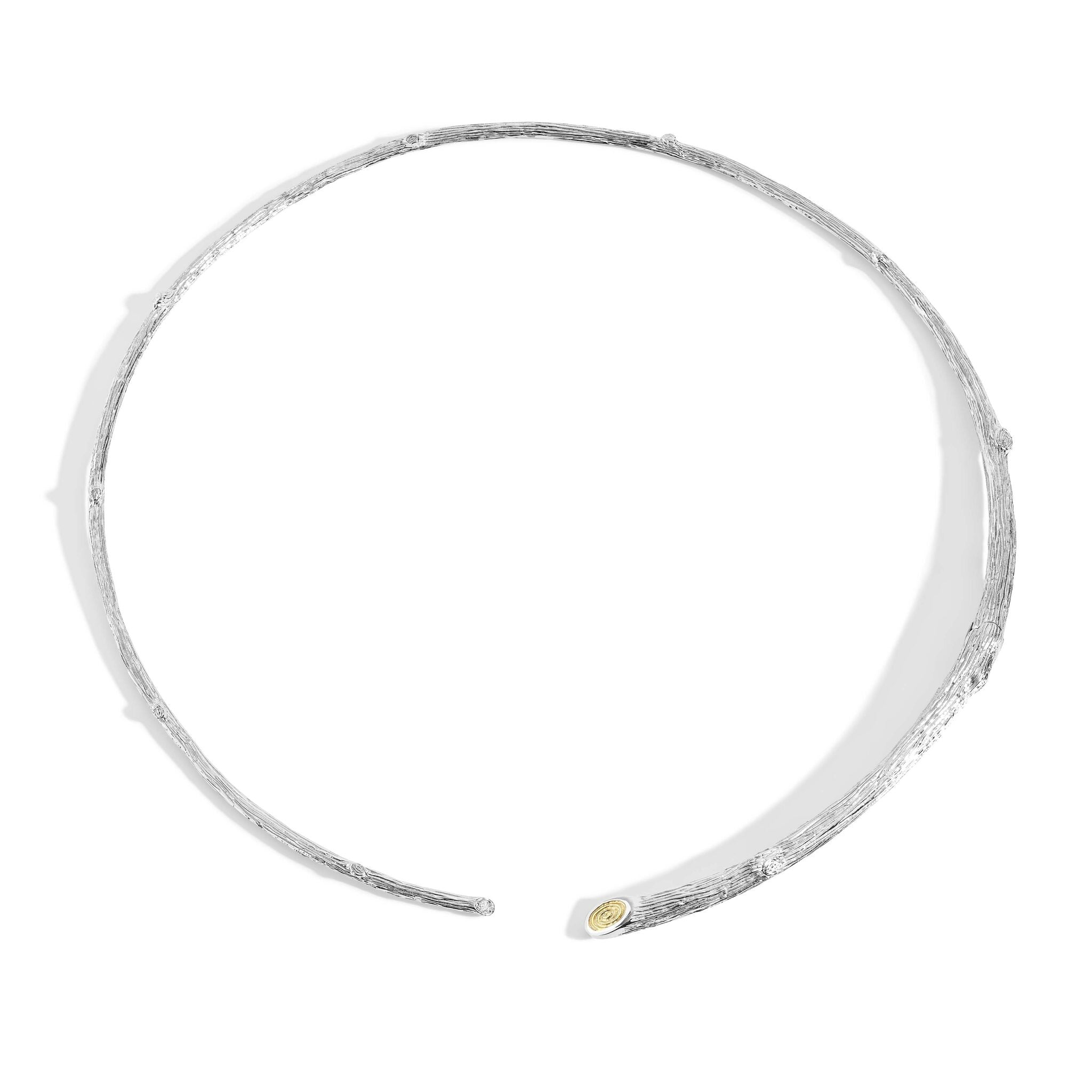 Michael Aram Enchanted Forest Collar W/ Diamonds in Sterling Silver & 18K Yellow Gold Women's Fine Collar Necklace