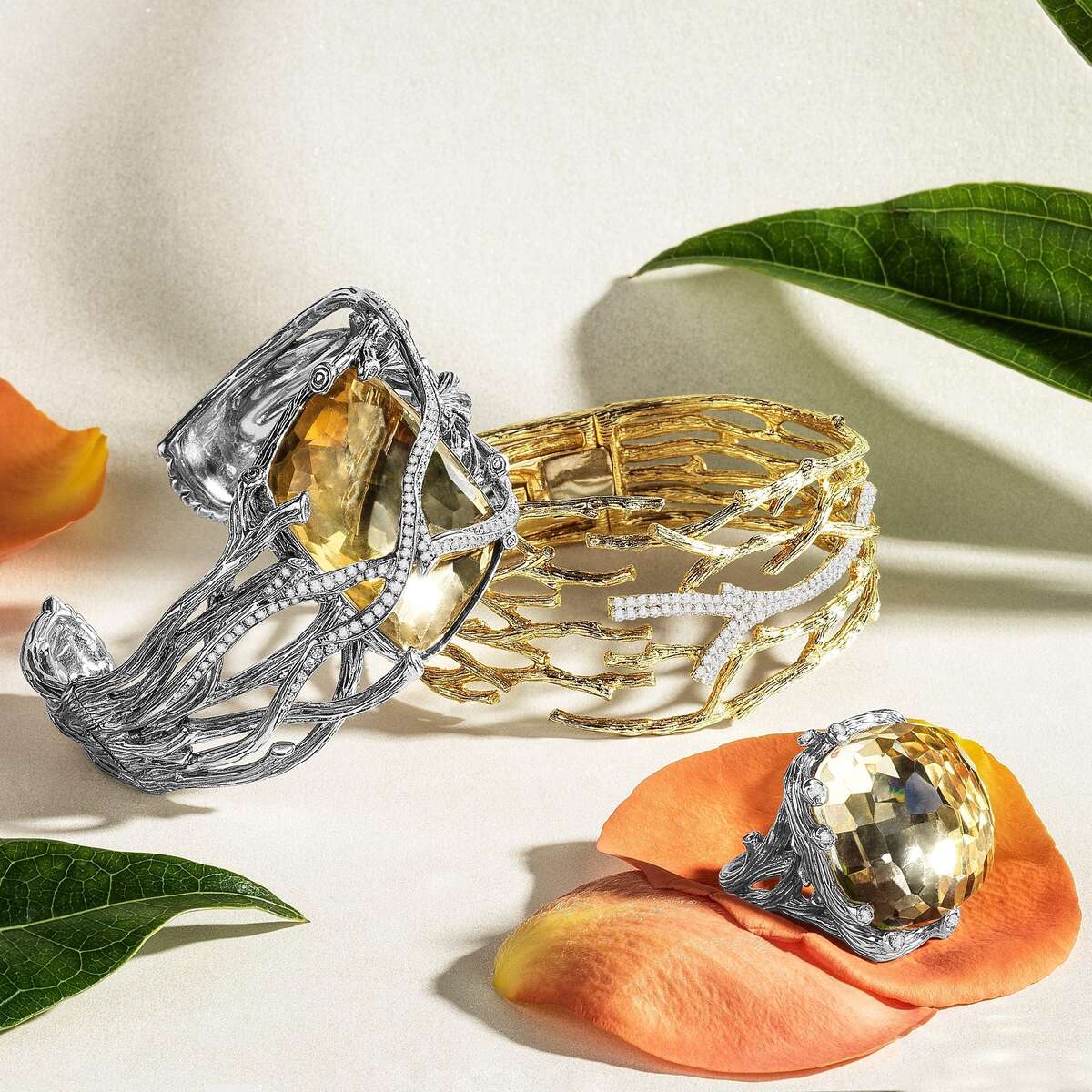 Michael Aram Enchanted Forest Cuff Bracelet with Diamonds - Gold, alternate view