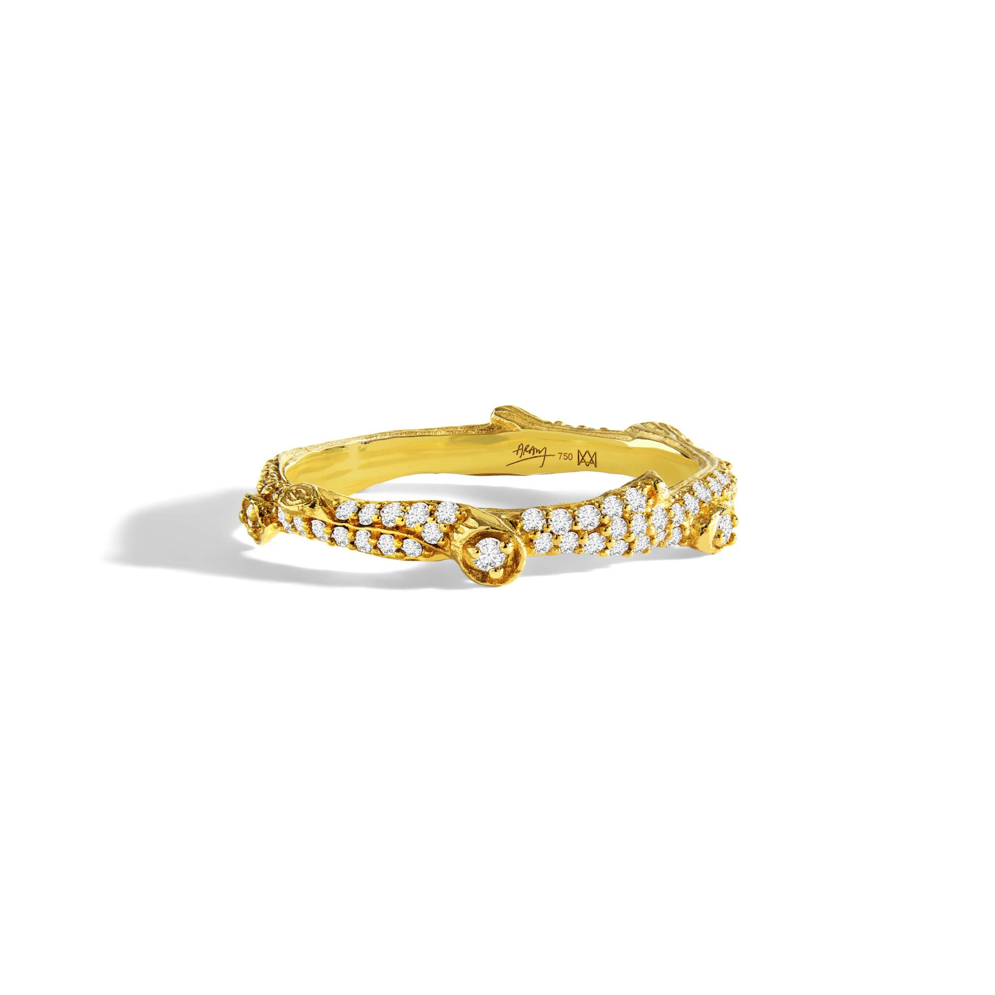 Michael Aram Enchanted Forest Pave Stack Ring with Diamonds - Gold — 7