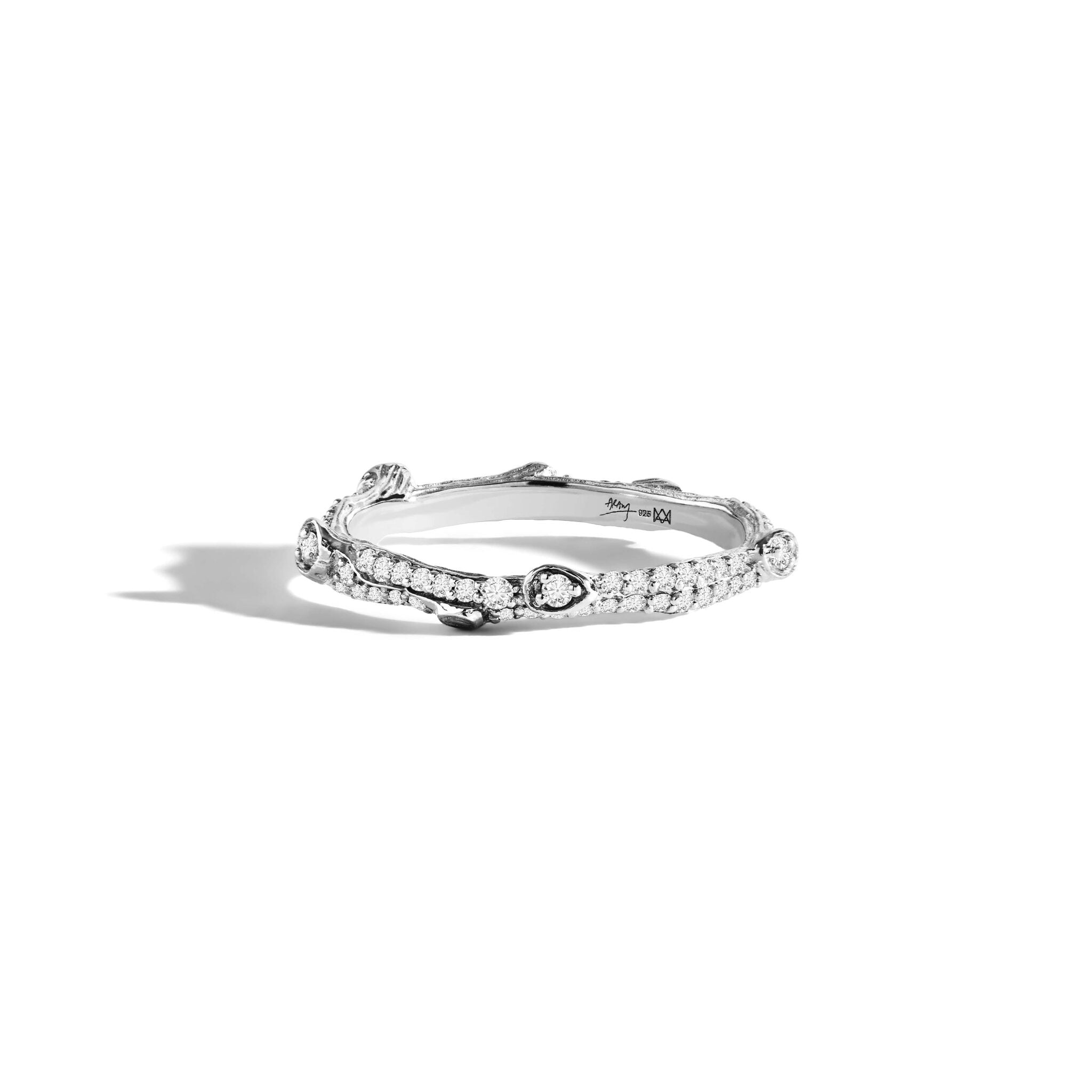 Michael Aram Enchanted Forest Pave Stack Ring with Diamonds - Silver — 8