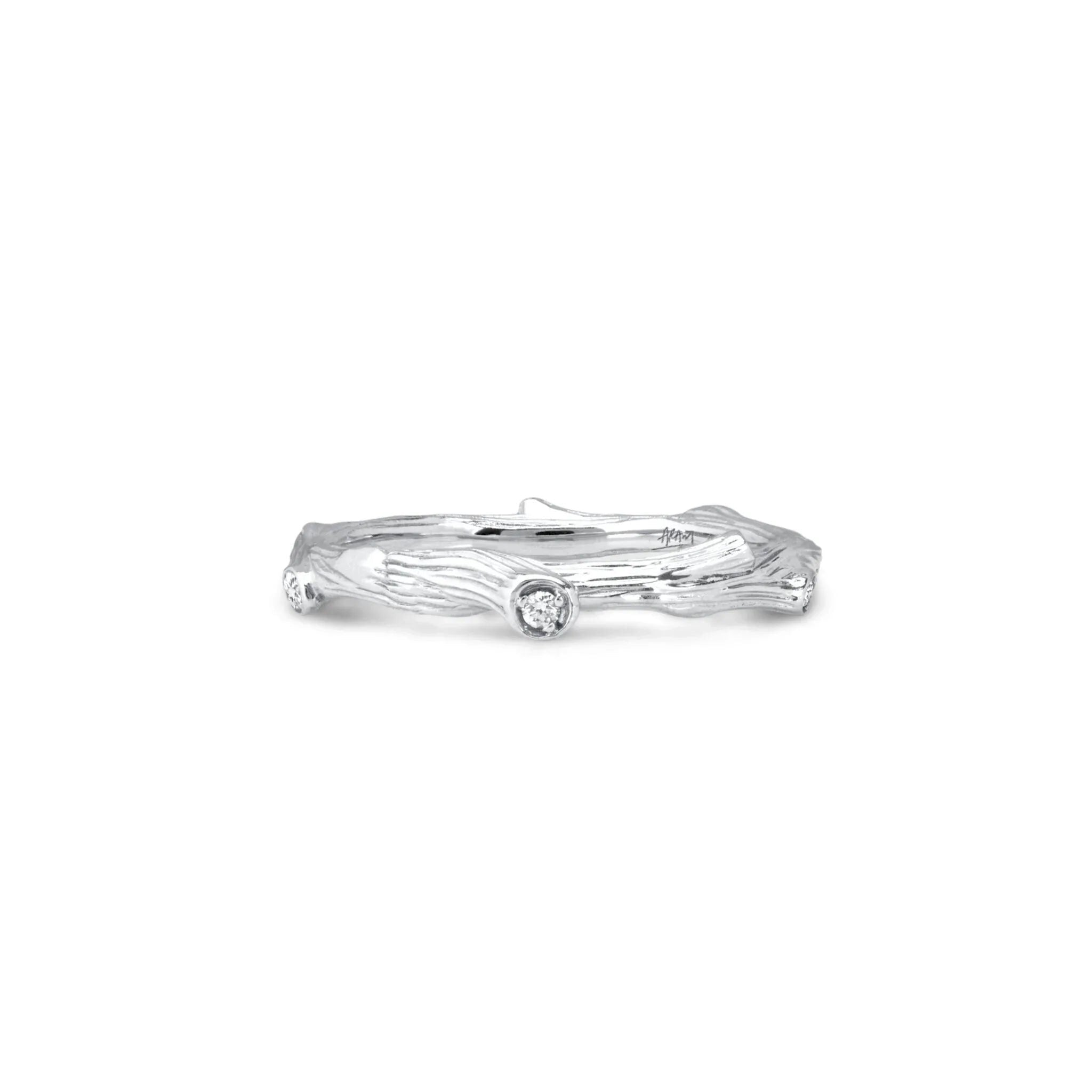 Michael Aram Enchanted Forest Stack Ring with Diamonds - Silver — 8