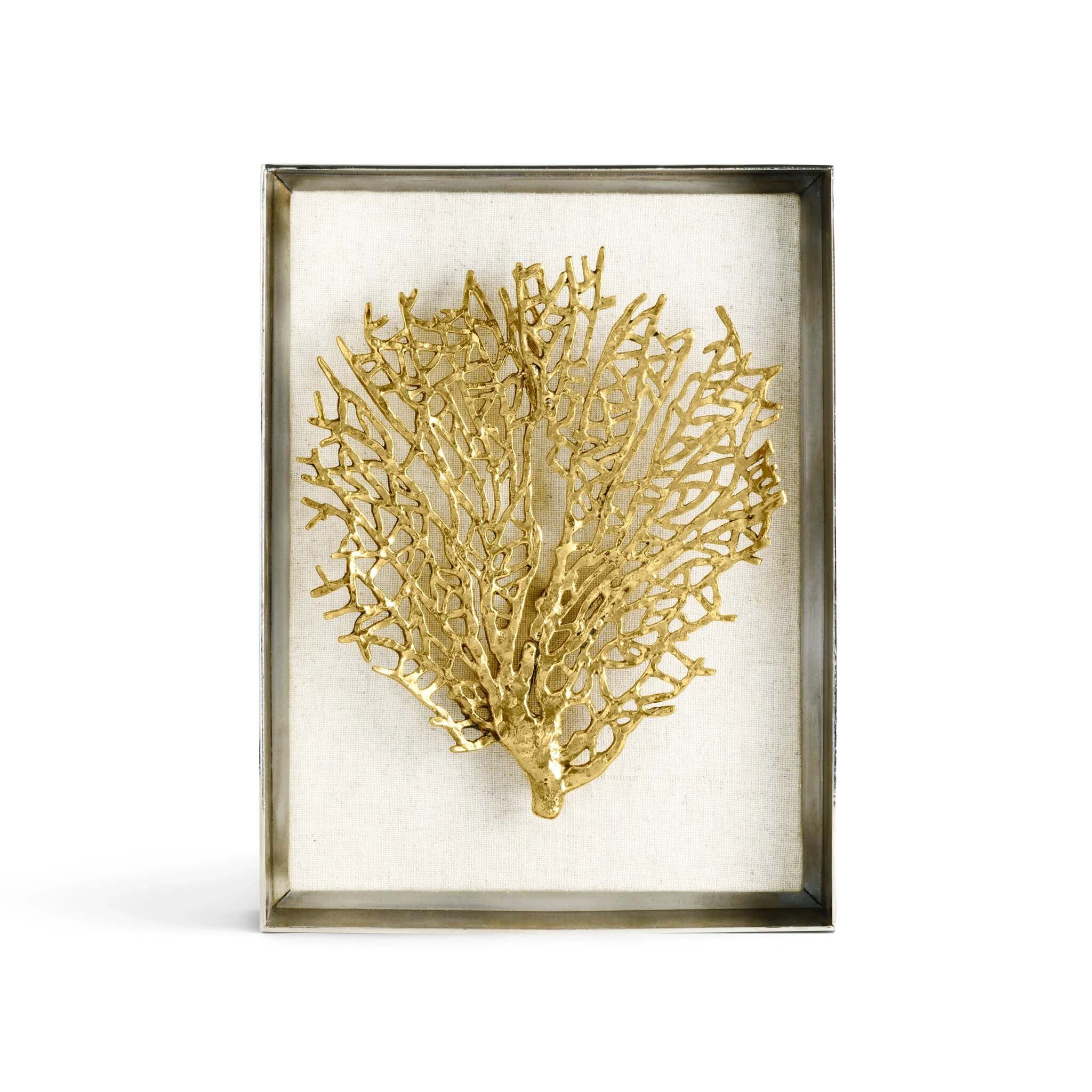 Michael Aram Fan Coral Fabric Shadow Box Wall Sculpture