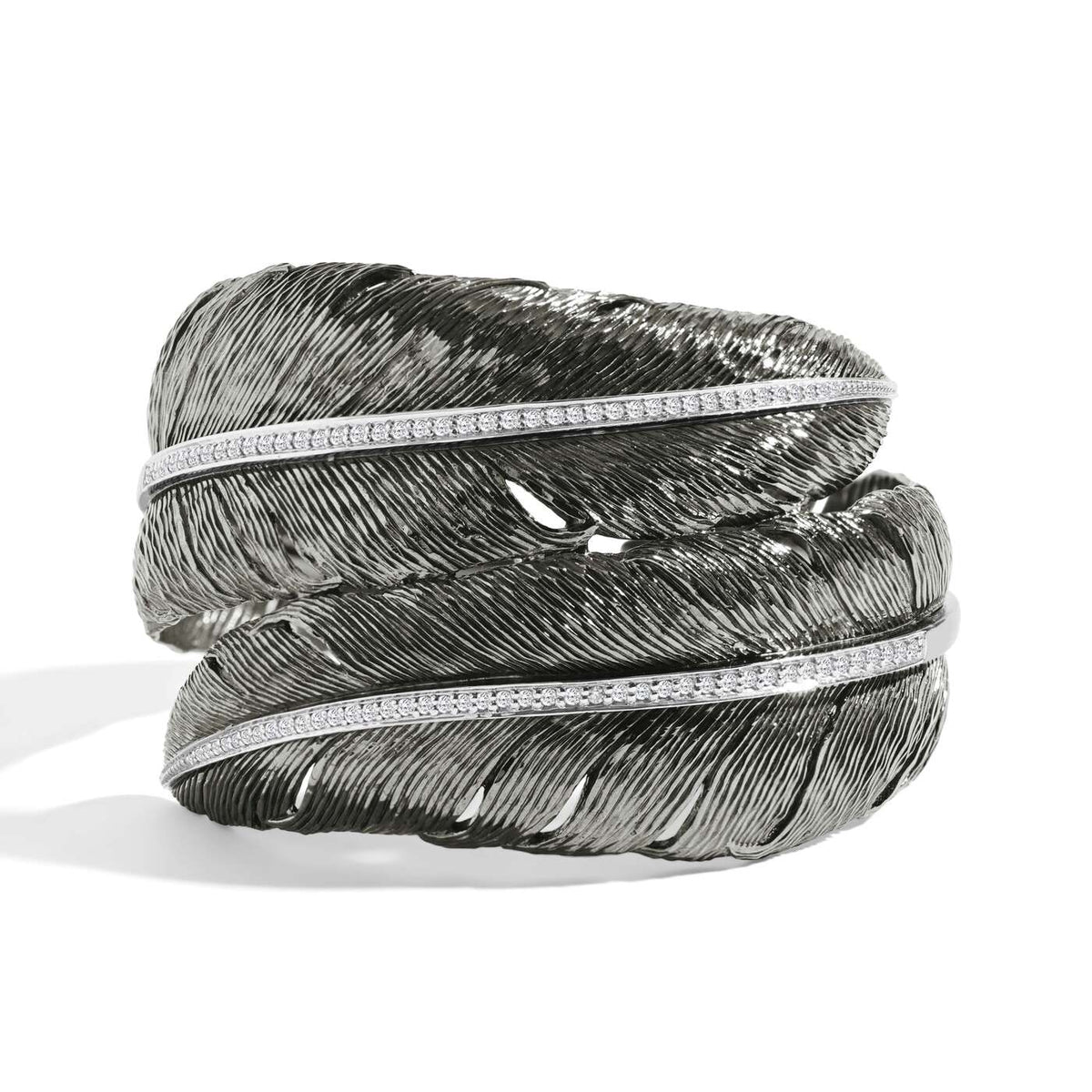 Michael Aram Feather Cuff with Diamonds - Black Rhodium Double, alternate view