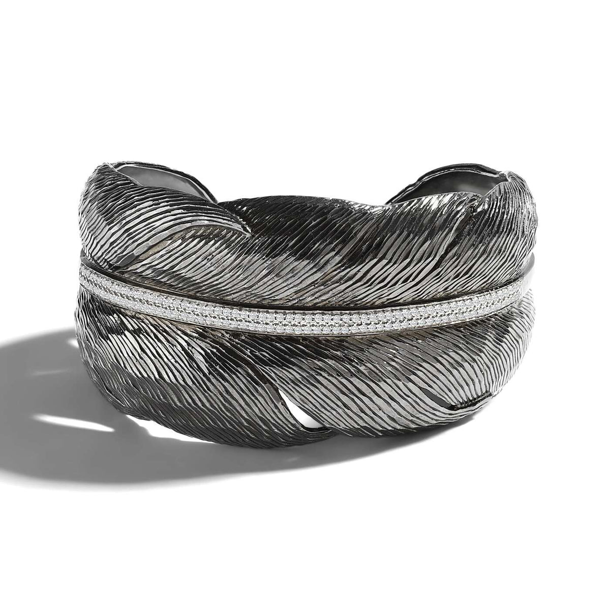 Michael Aram Feather Cuff with Diamonds - Black Rhodium Women's Fine Cuff Bracelet, alternate view