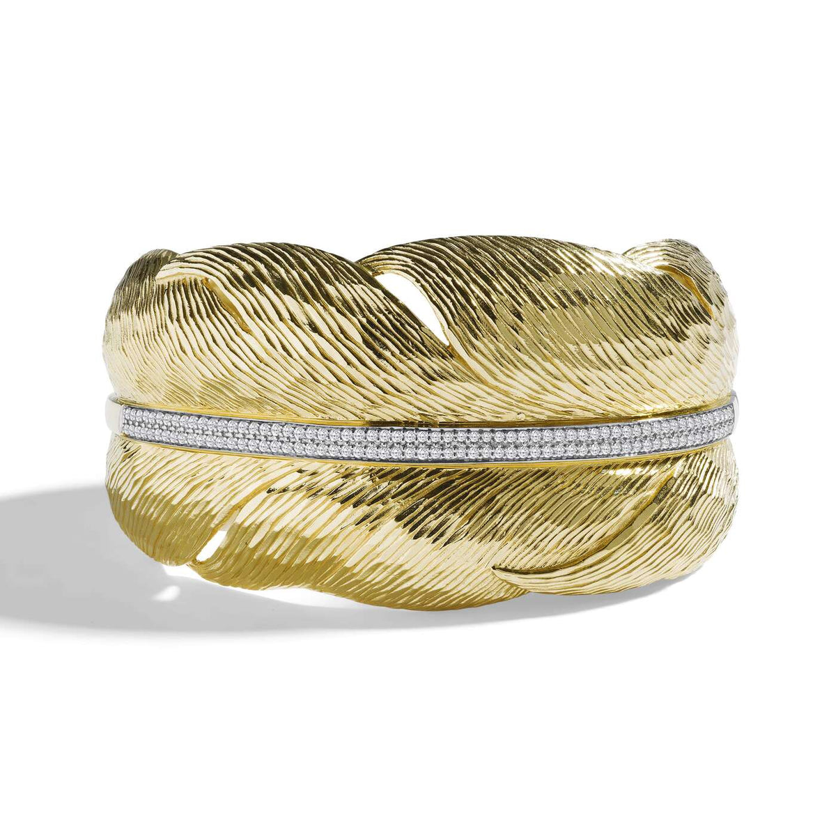 Michael Aram Feather Cuff with Diamonds - Gold Women's Fine Cuff Bracelet, alternate view