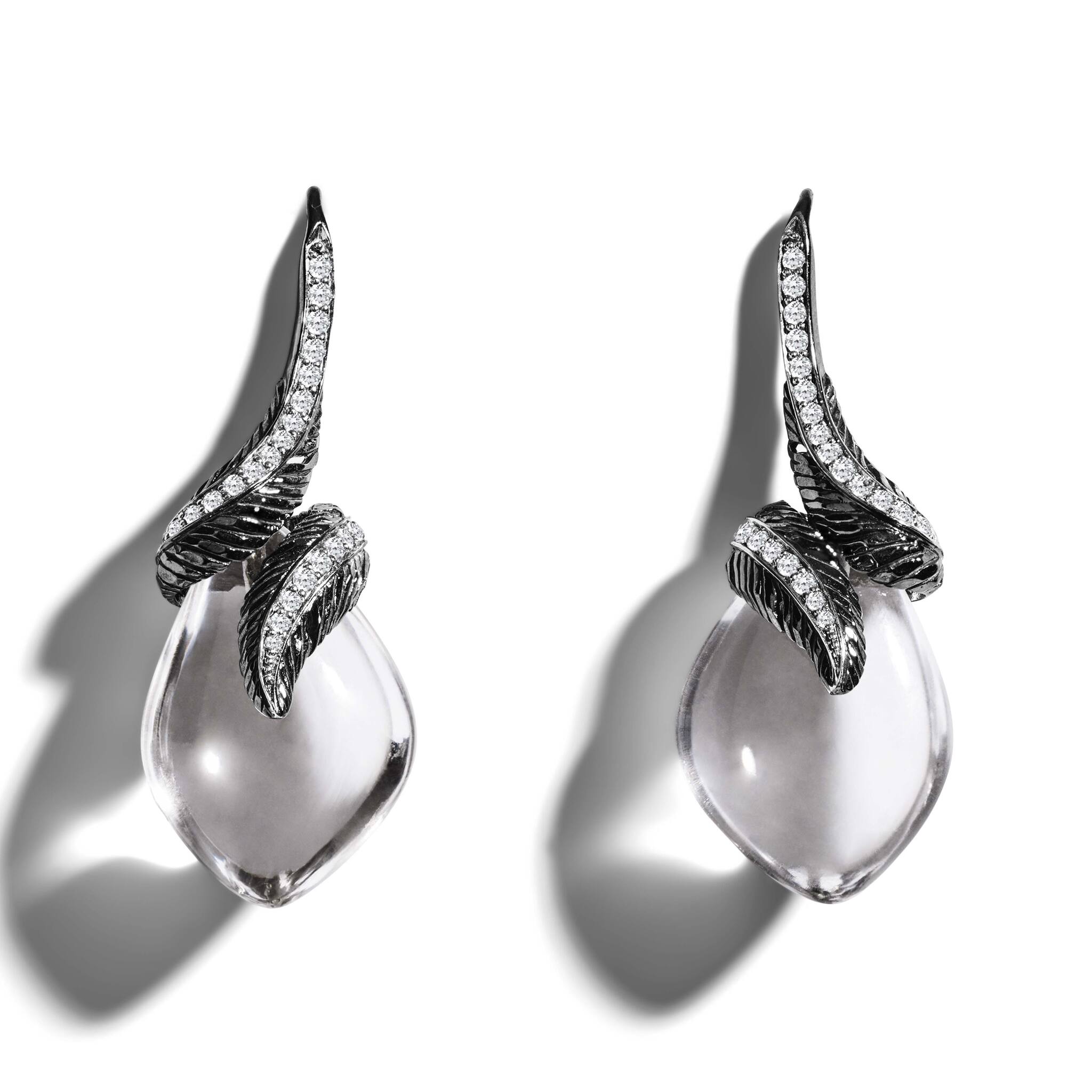 Michael Aram Feather Earrings with Crystal and Diamonds