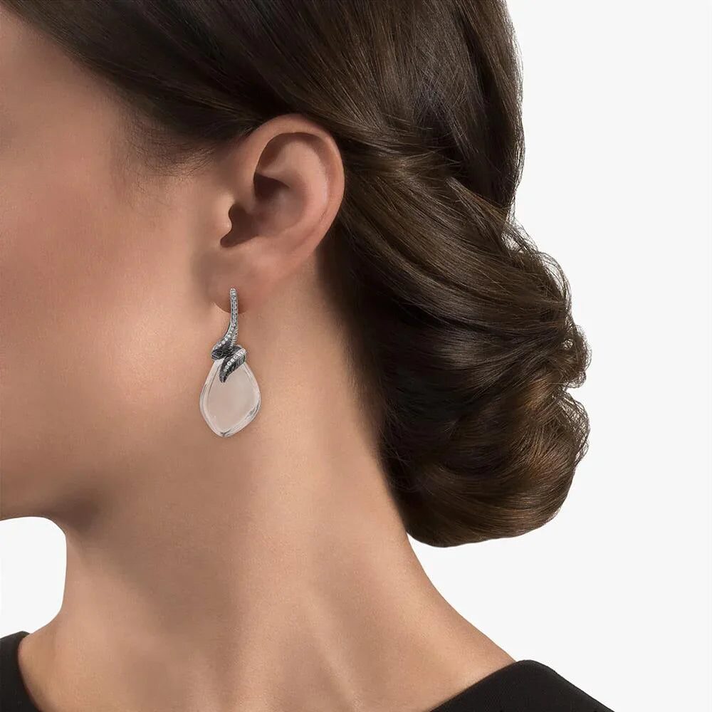 Michael Aram Feather Earrings with Crystal and Diamonds, alternate view