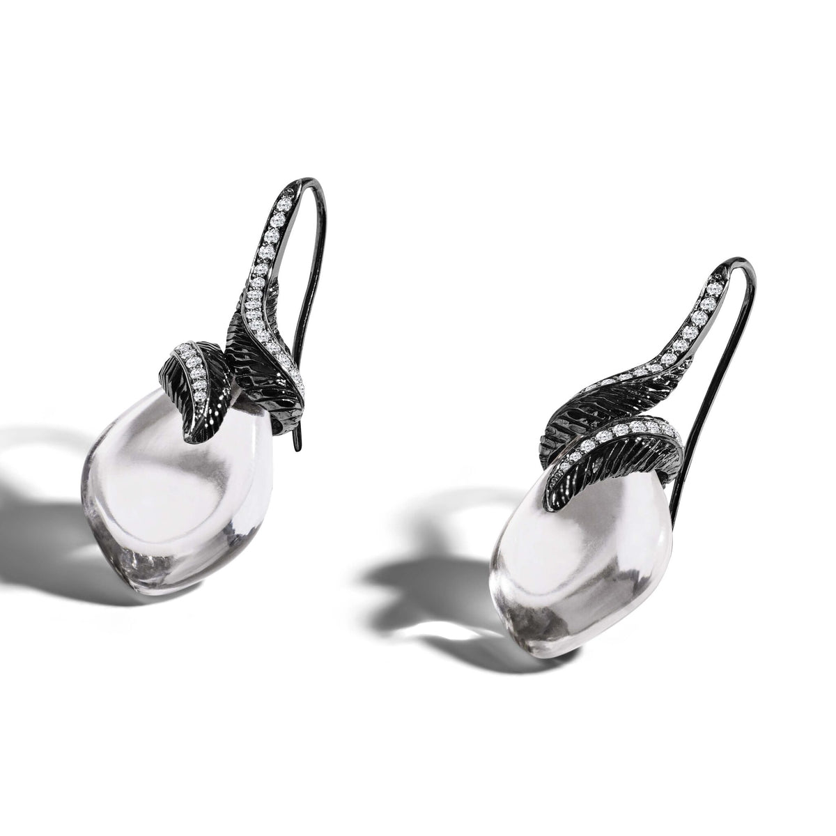 Michael Aram Feather Earrings with Crystal and Diamonds, alternate view