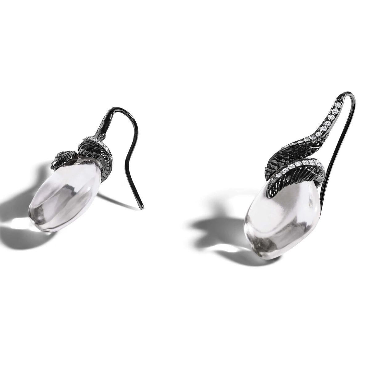 Michael Aram Feather Earrings with Crystal and Diamonds, alternate view