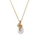 Michael Aram Feather Wrap Necklace with Pearl & Diamonds in 18K Yellow Gold