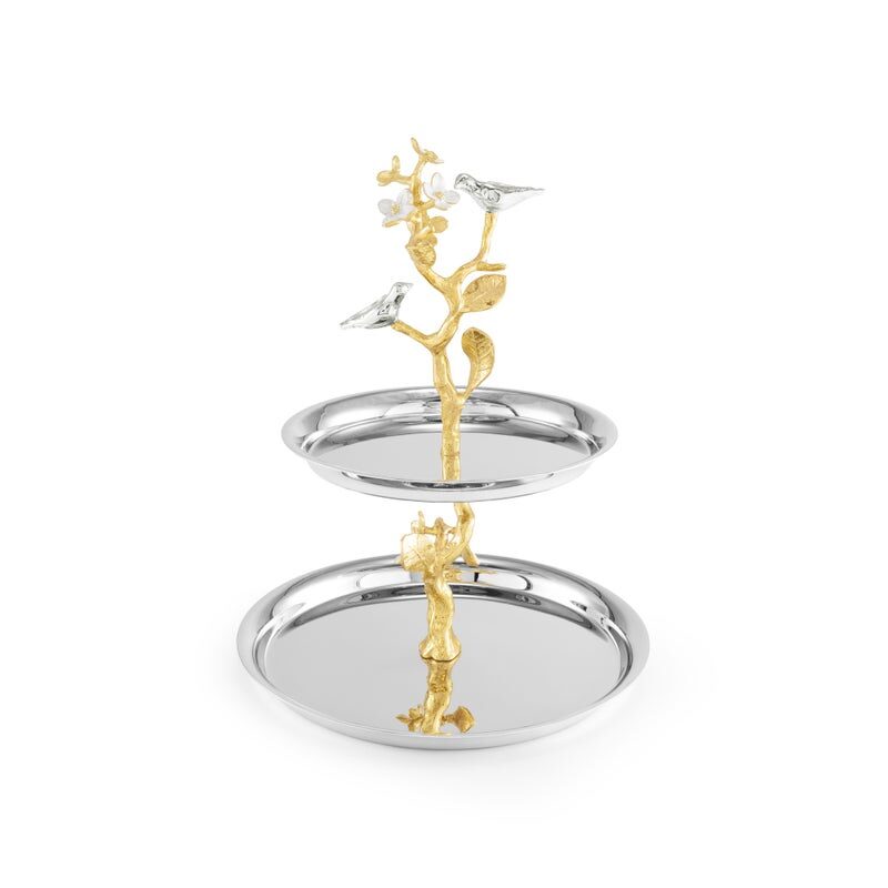 Michael Aram Lovebirds Silver & Gold Etagere
