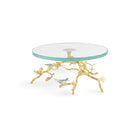 Michael Aram Lovebirds Silver & Gold Glass Cake Stand
