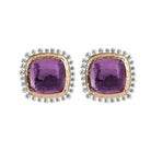 Michael Aram Molten 12mm Cushion Earrings W/ Amethyst in 18K Yellow Gold & Sterling Silver