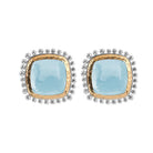 Michael Aram Molten 12mm Cushion Earrings W/ Blue Topaz in 18K Yellow Gold & Sterling Silver