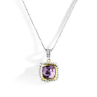 Michael Aram Molten 14mm Cushion Pendant W/ Amethyst in 18K Yellow Gold & Sterling Silver