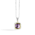 Michael Aram Molten 14mm Cushion Pendant W/ Amethyst in 18K Yellow Gold & Sterling Silver