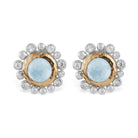 Michael Aram Molten 5mm Round Stud Earrings W/ Blue Topaz in 18K Yellow Gold & Sterling Silver