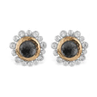 Michael Aram Molten 5mm Round Stud Earrings W/ Hematite in 18K Yellow Gold & Sterling Silver
