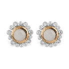 Michael Aram Molten 5mm Round Stud Earrings W/ Mother of Pearl Doublet in 18K Yellow Gold & Sterling Silver