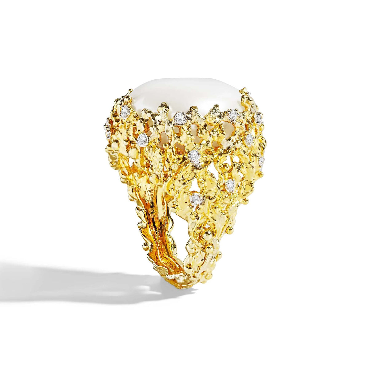 Michael Aram Ocean Ring with Pearl and Diamonds - Gold, alternate view