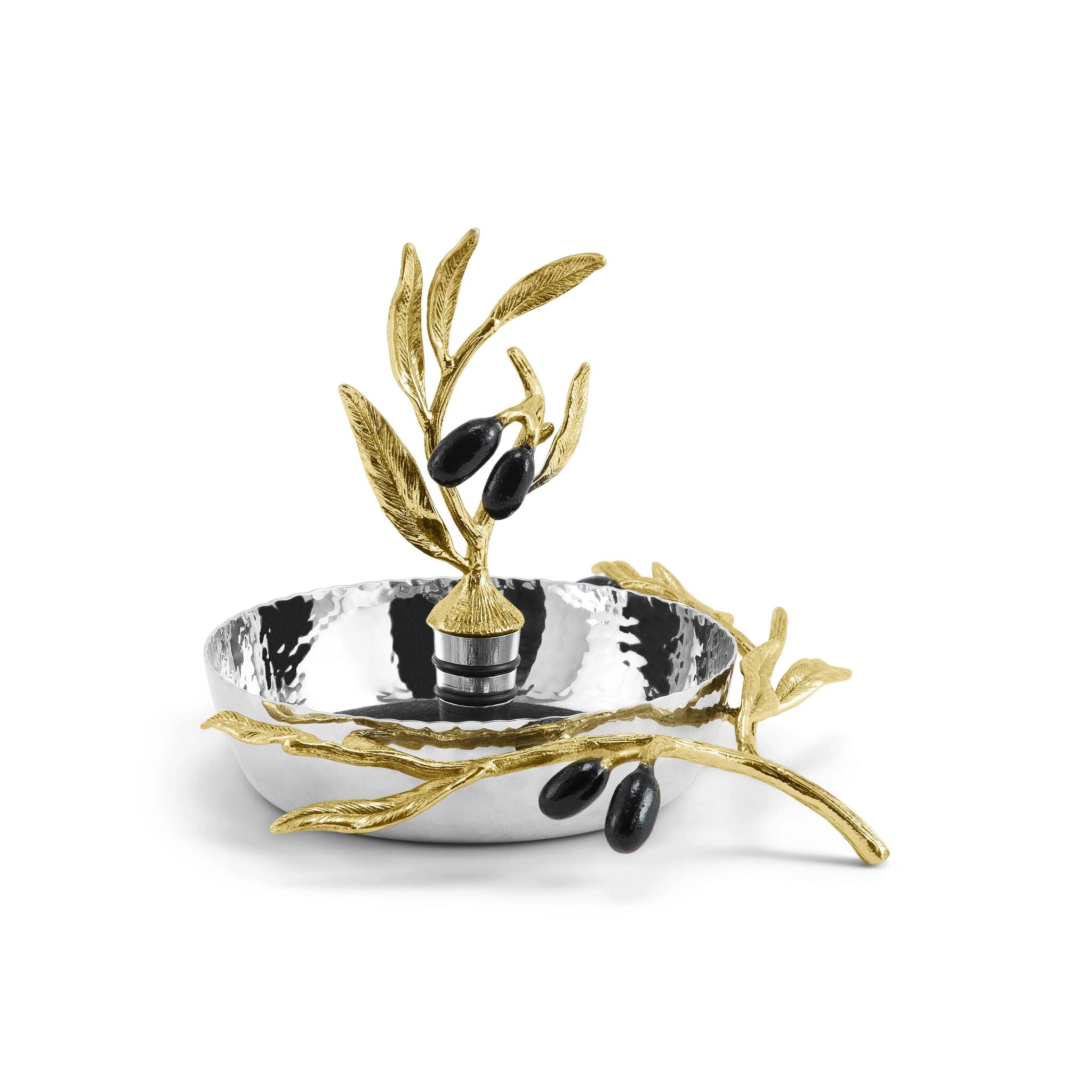 Michael Aram Olive Branch Wine Coaster & Stopper Set Bottle Stoppers & Saver