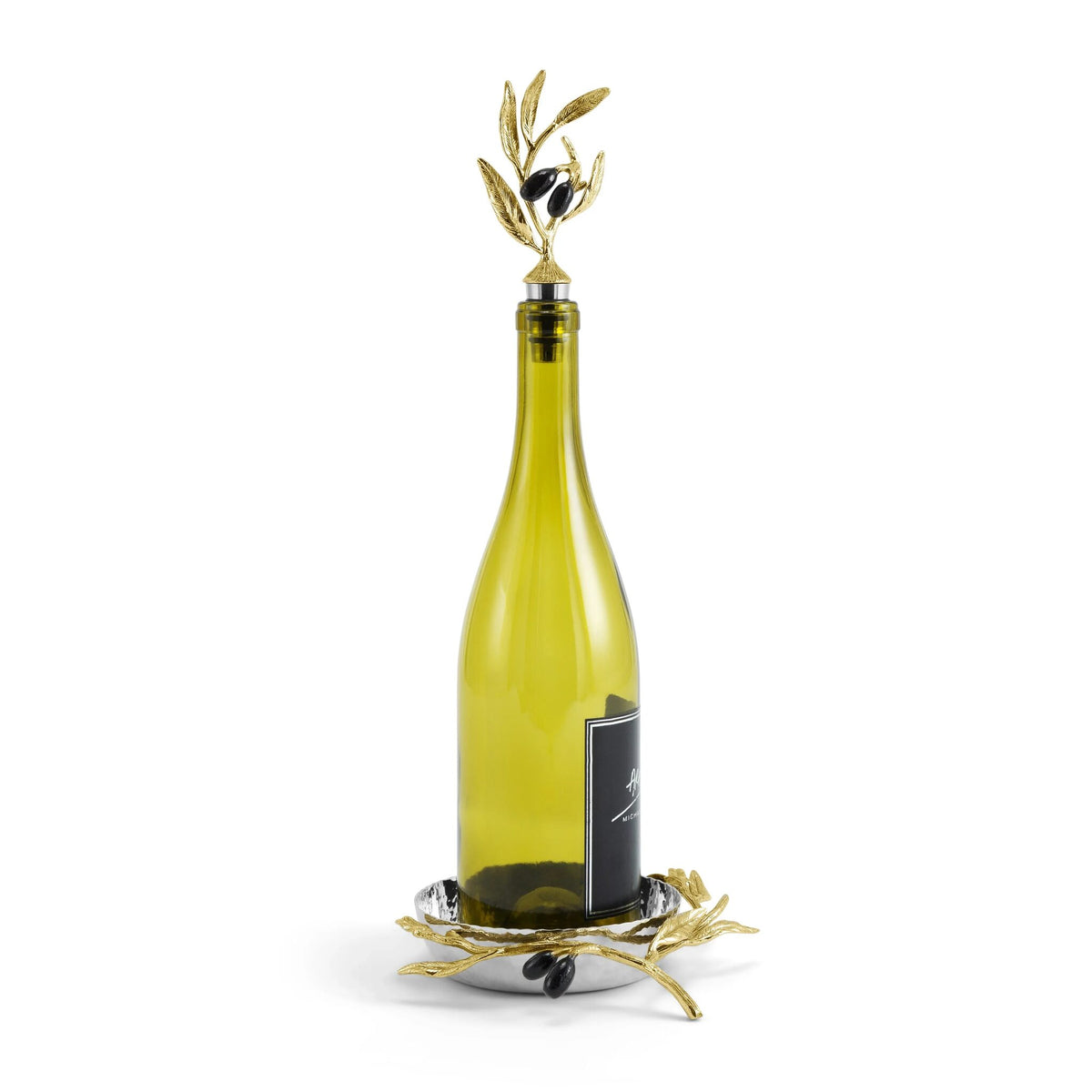 Michael Aram Olive Branch Wine Coaster & Stopper Set Bottle Stoppers & Saver, alternate view