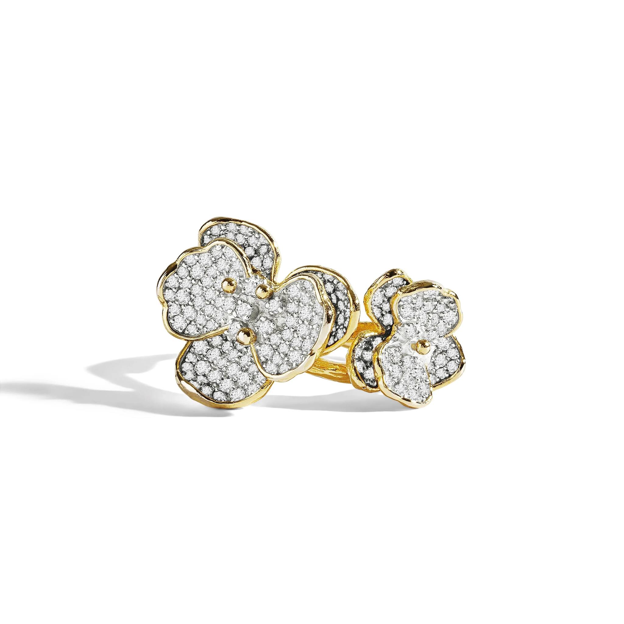 Michael Aram Orchid Double Ring with Diamonds — 8