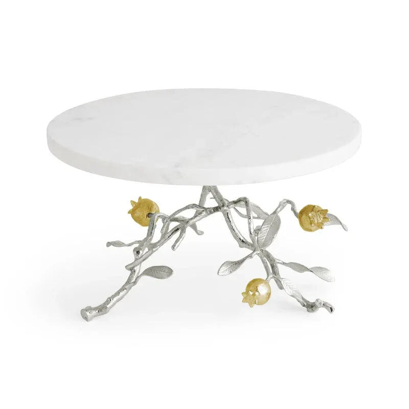 Michael Aram Pomegranate Silver & Gold Cake Stand