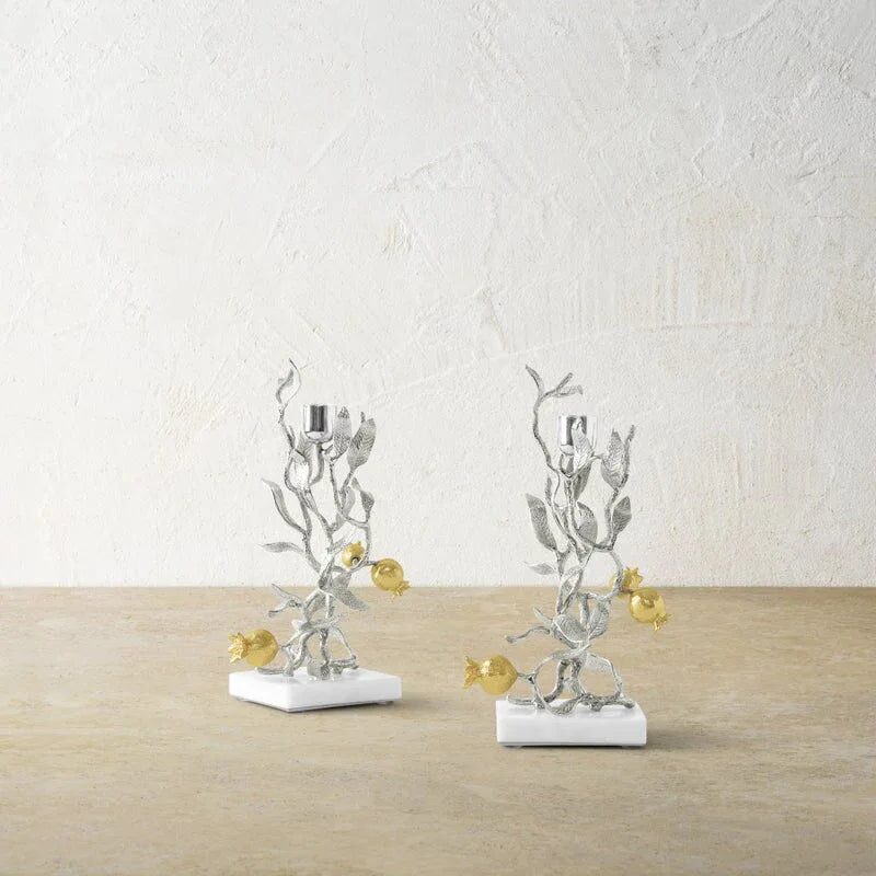 Michael Aram Pomegranate Silver & Gold Candleholders S/2, alternate view