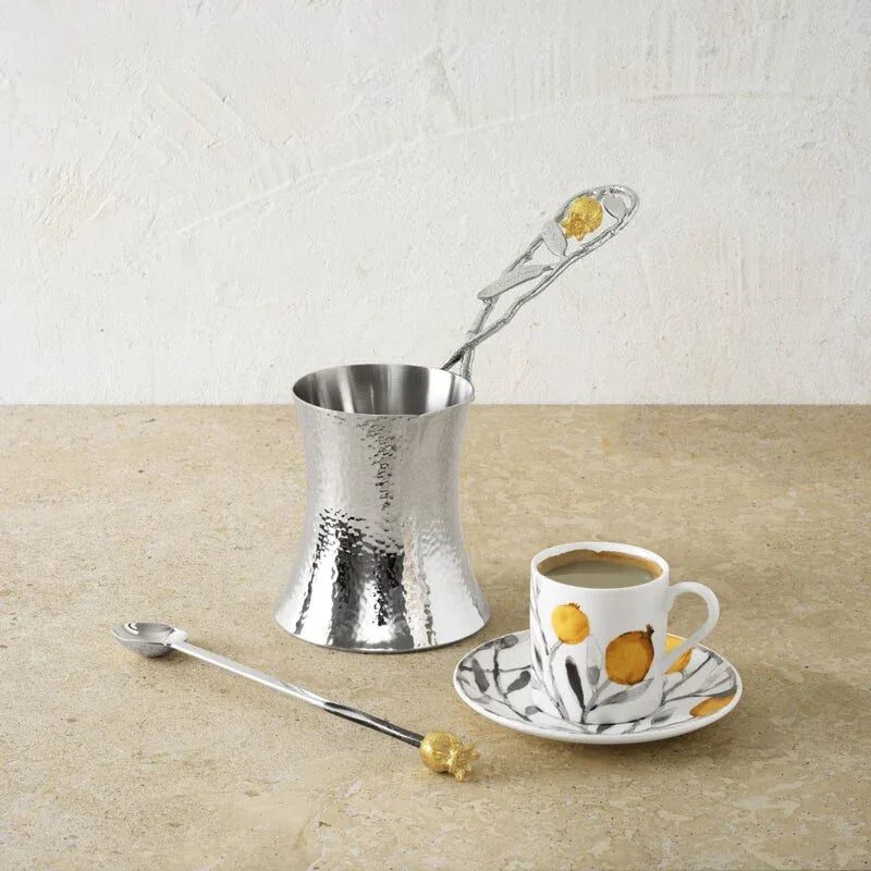Michael Aram Pomegranate Silver & Gold Coffee Pot W/ Spoon Coffeepot, alternate view