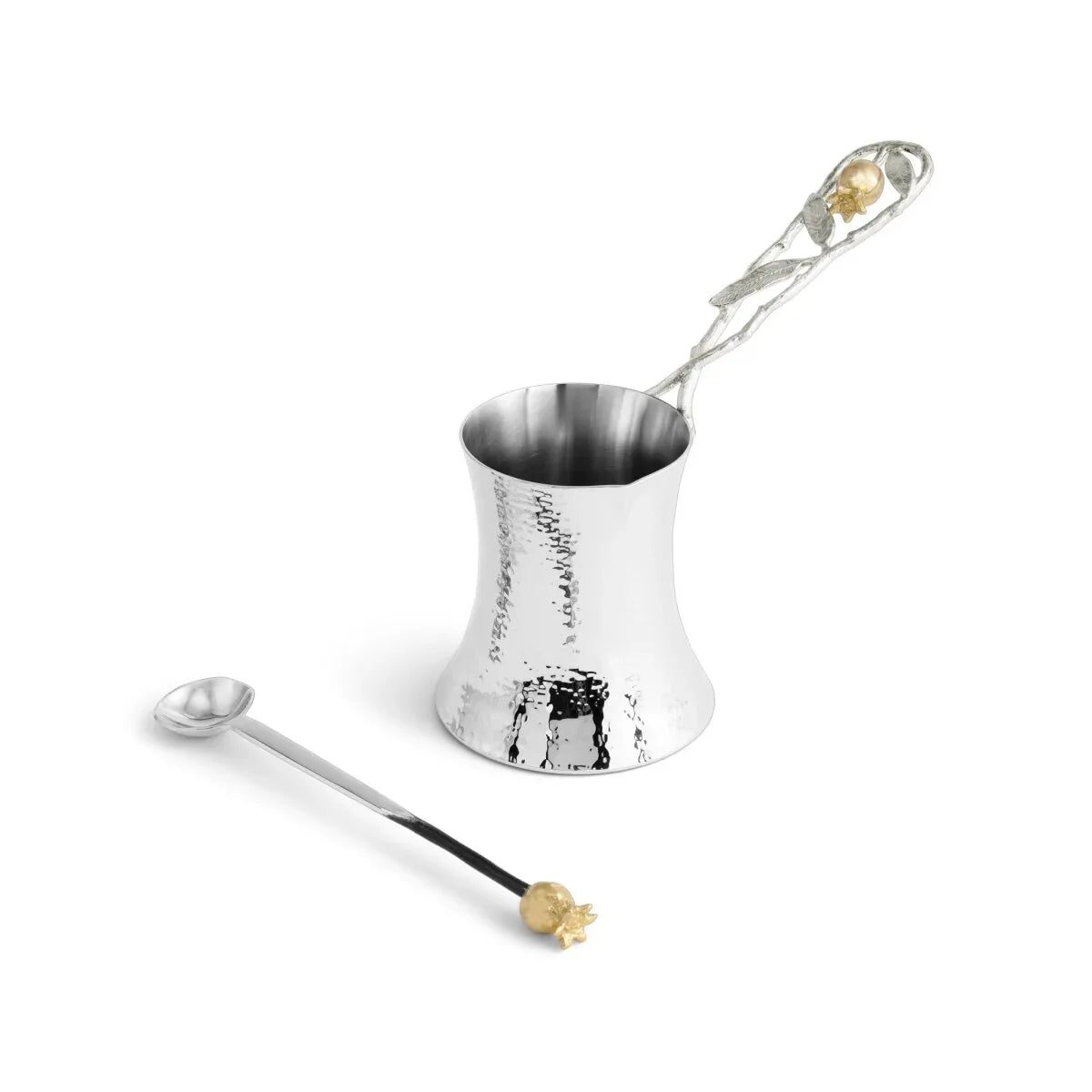 Michael Aram Pomegranate Silver & Gold Coffee Pot W/ Spoon Coffeepot, alternate view