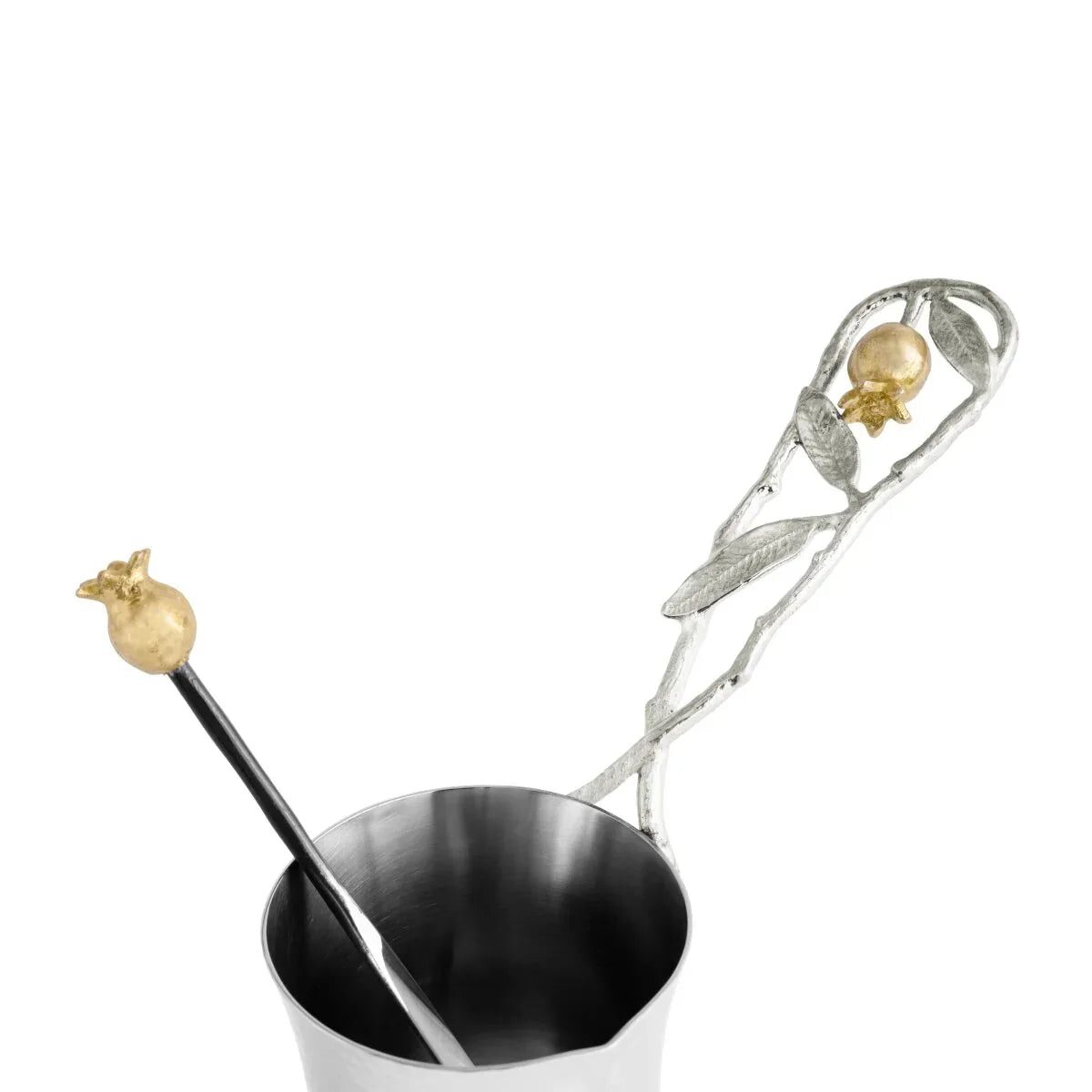 Michael Aram Pomegranate Silver & Gold Coffee Pot W/ Spoon Coffeepot, alternate view