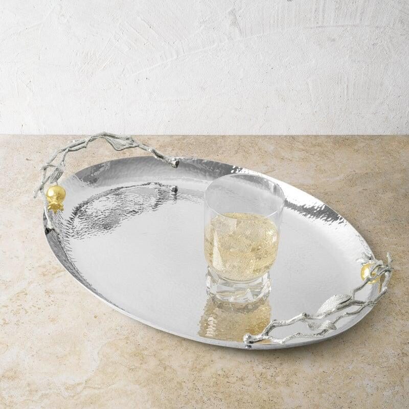 Michael Aram Pomegranate Silver & Gold Oval Tray, alternate view