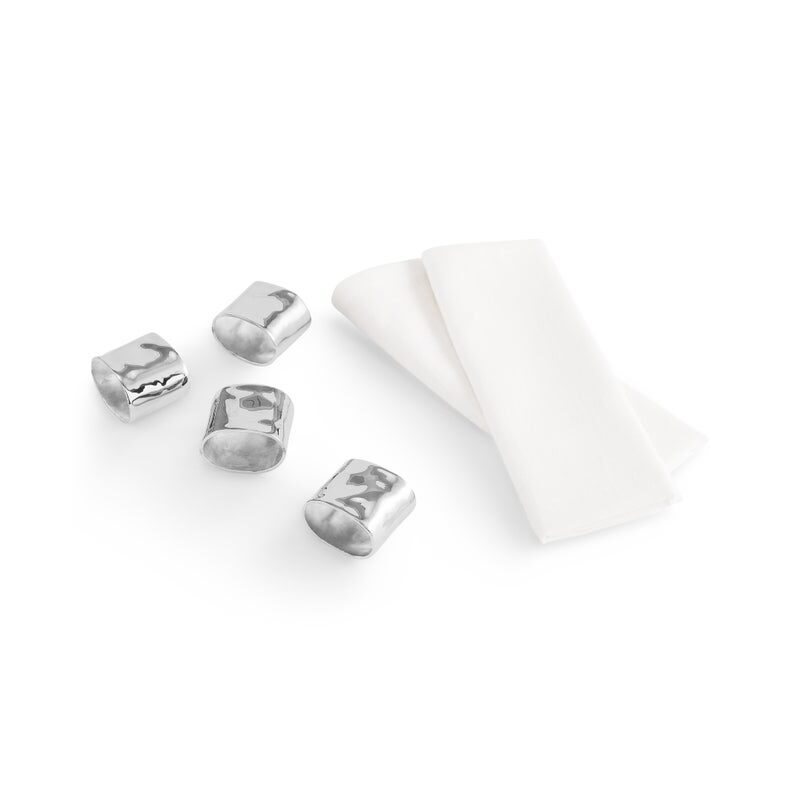 Michael Aram Reflective Gift Set - Napkin Rings and Napkins S/4, alternate view