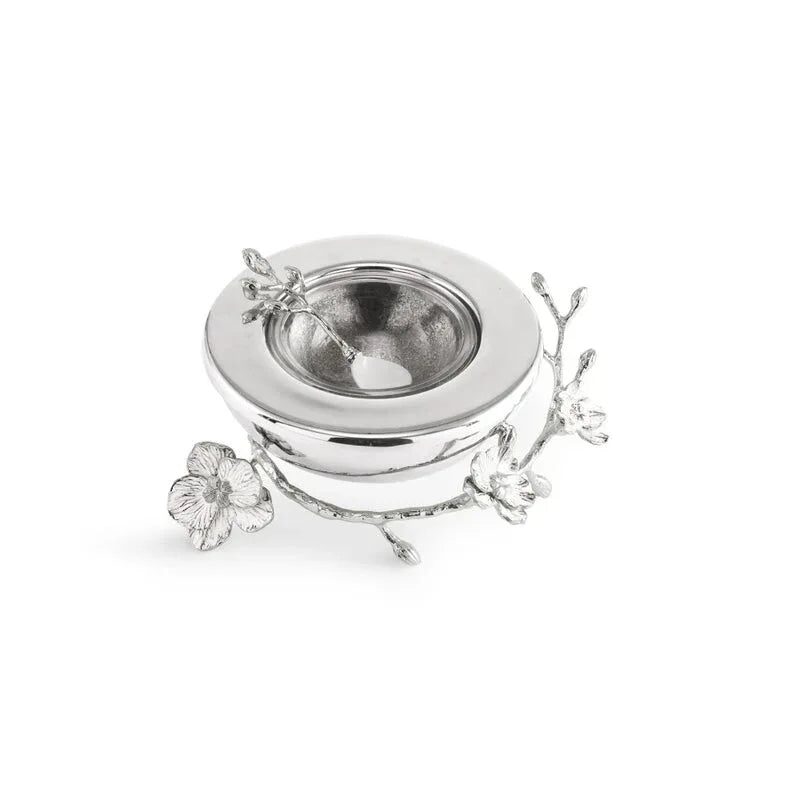 Michael Aram Silver Orchid Caviar Dish with Spoon Condiment Pot, alternate view
