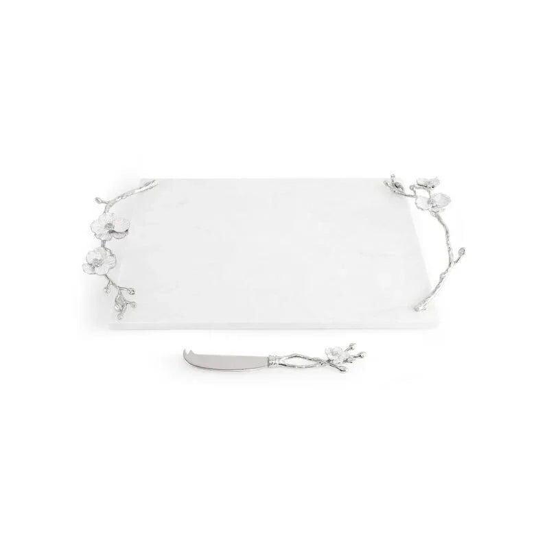 Michael Aram Silver Orchid Cheeseboard with Knife Cheese Plate, alternate view