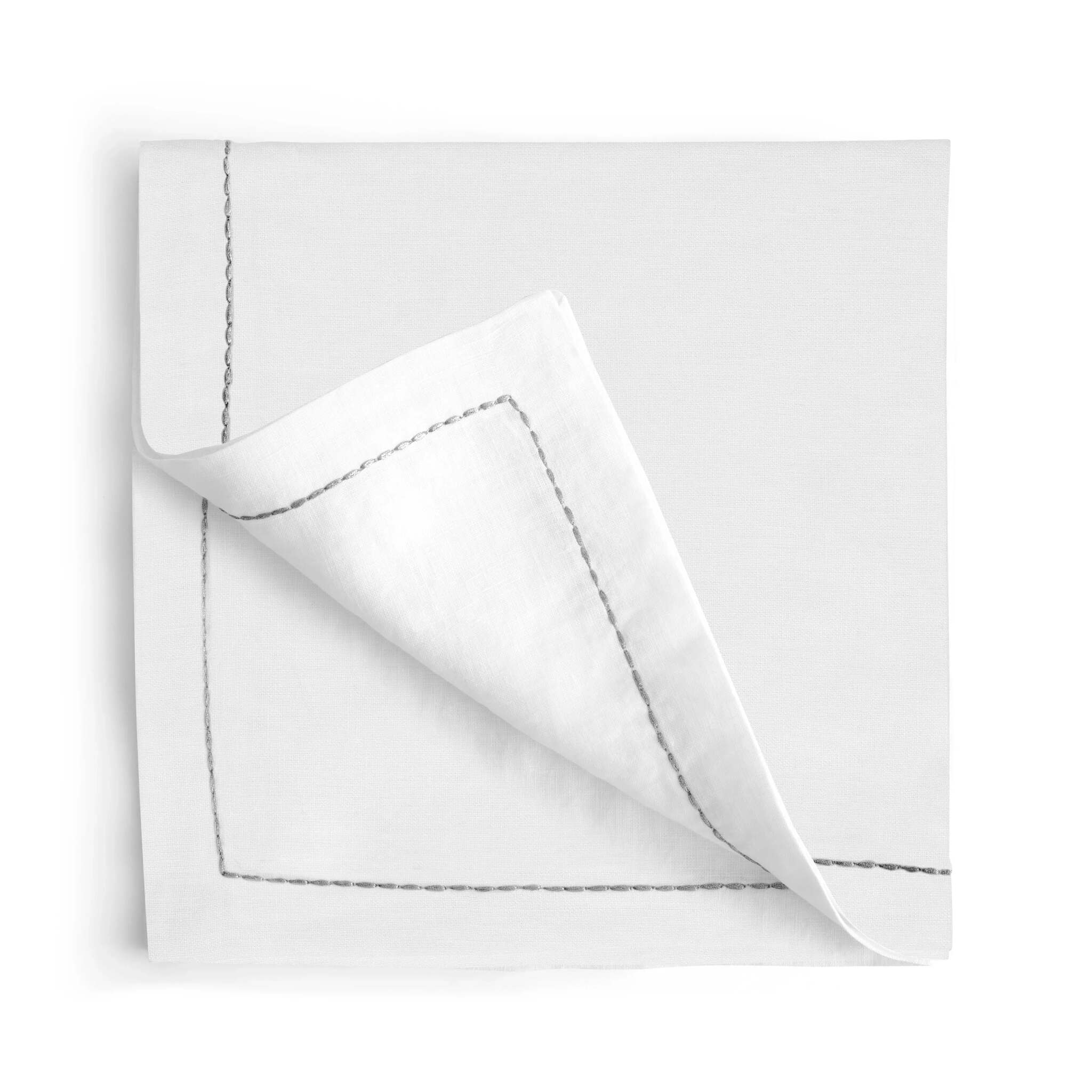 Michael Aram Silver Thread Saddlestitch Dinner Napkin Set