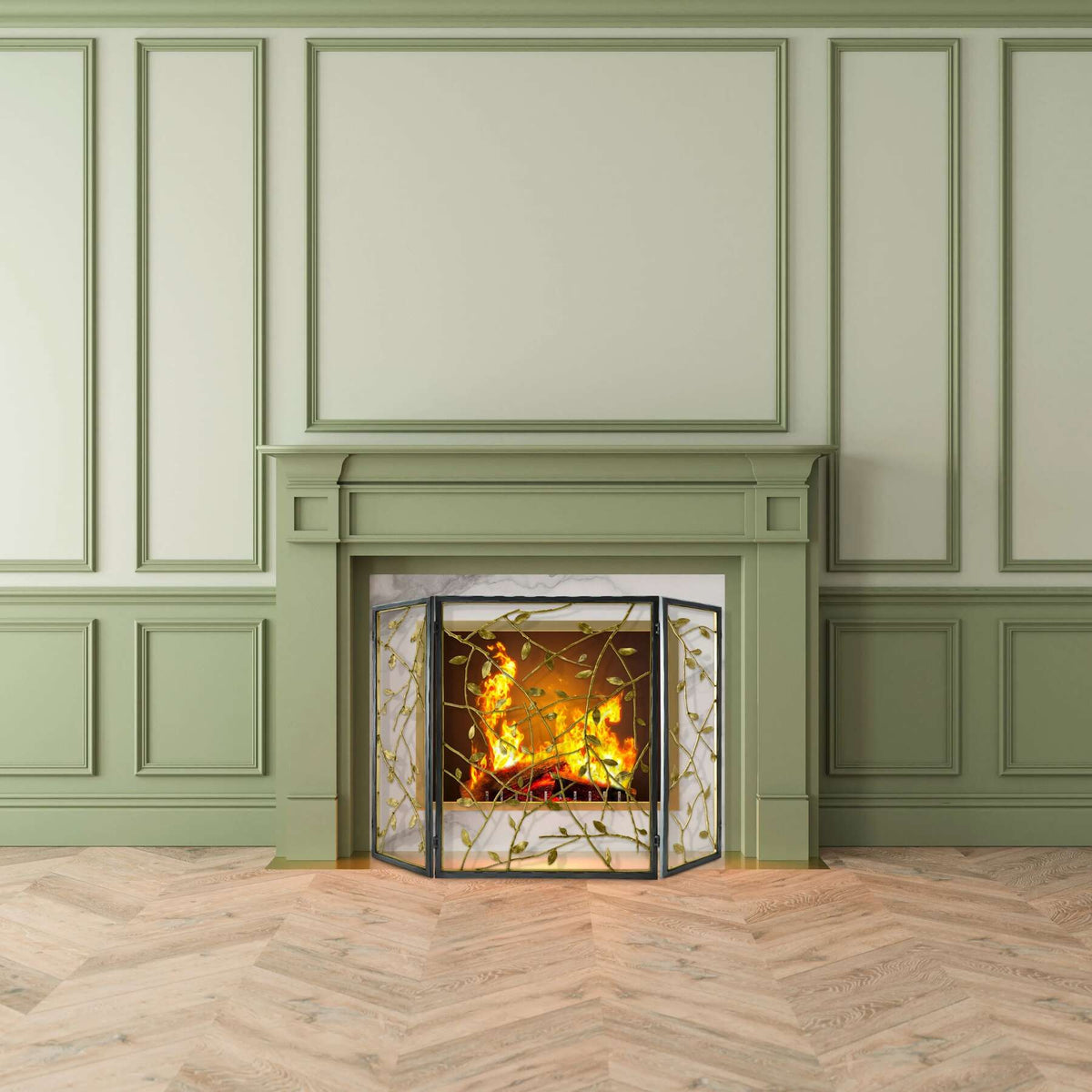 Michael Aram Twig & Leaf Decorative Fireplace Screen, alternate view