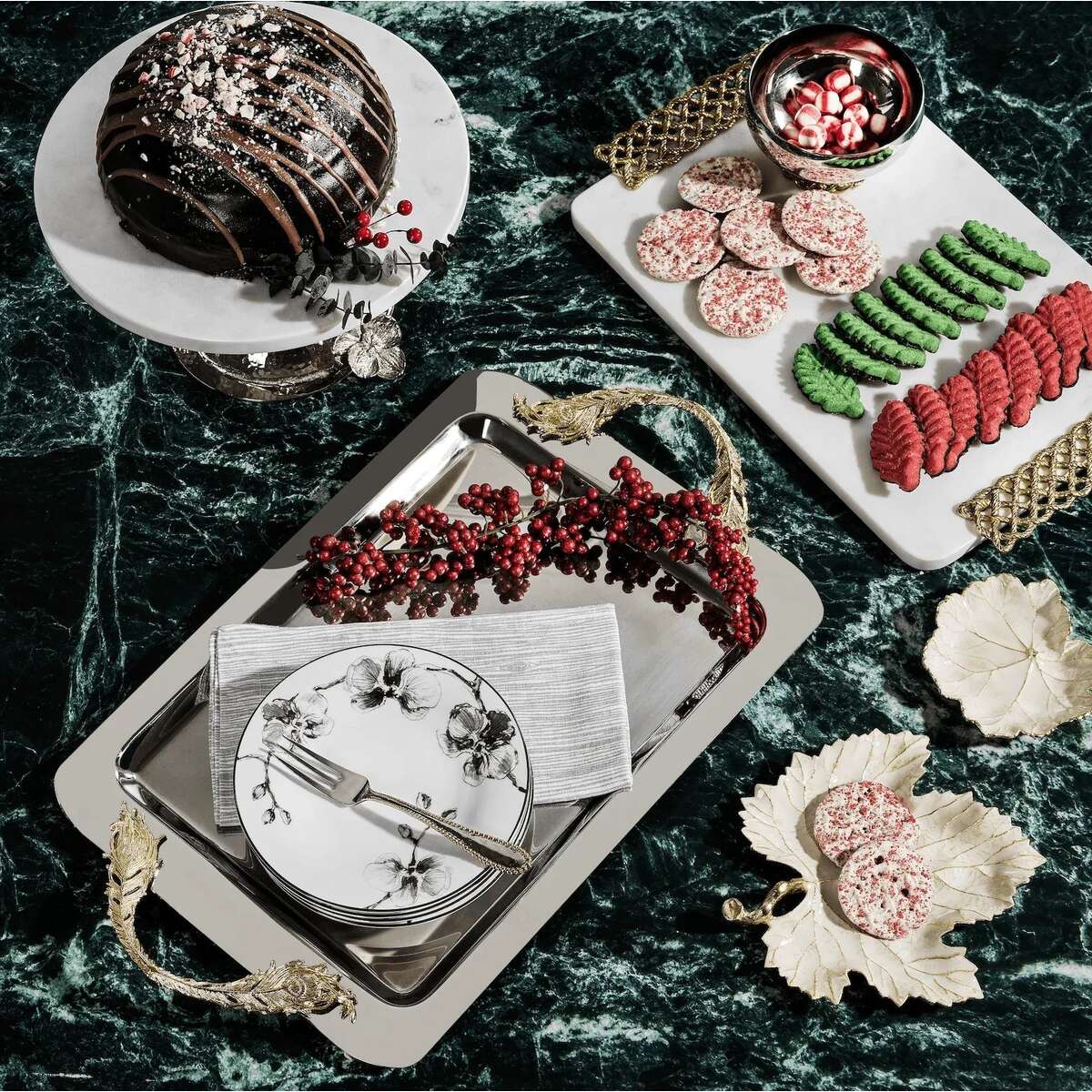 Michael Aram Winter Leaves Geranium Dish Decorative Tray, alternate view