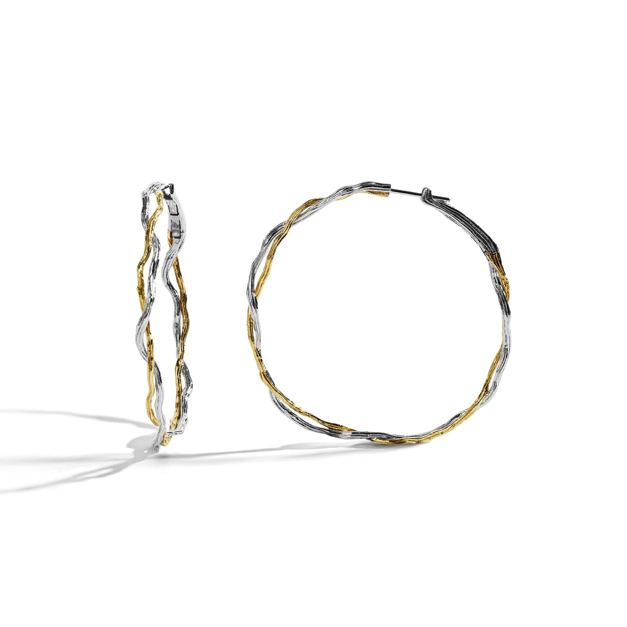 Michael Aram Wisteria Hoops 60mm in Sterling Silver & 18K Women's Fine Earring