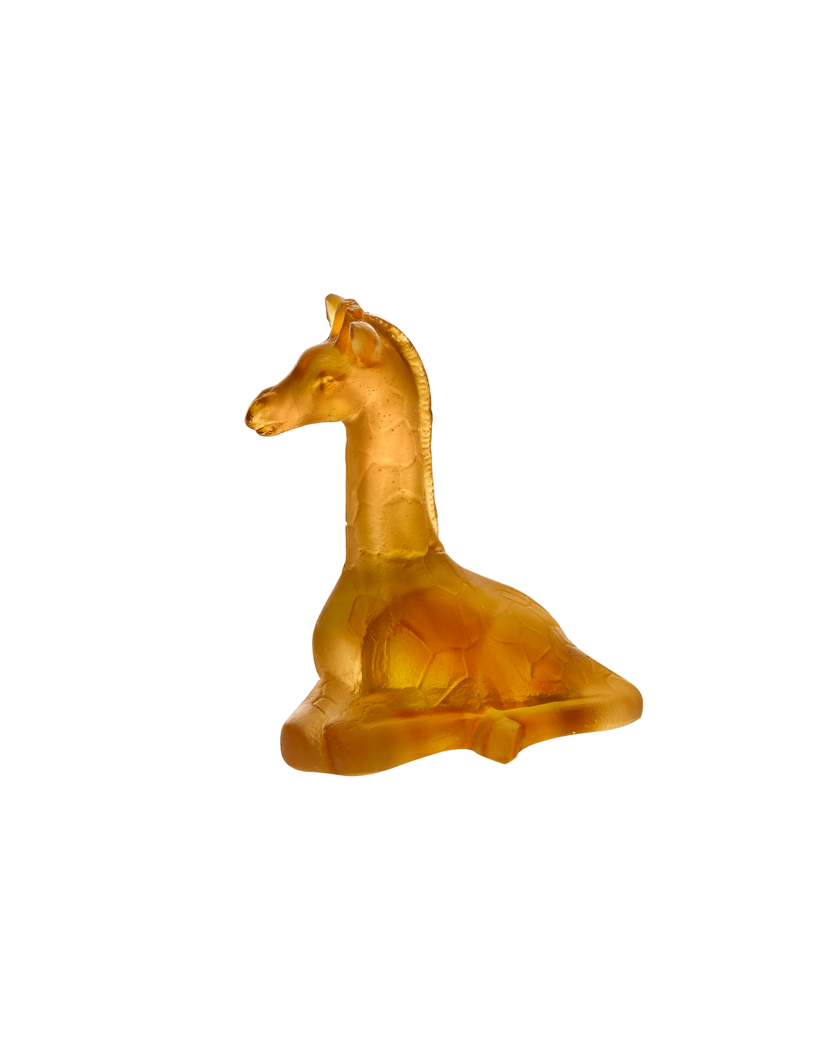 Daum Mini Giraffe Amber Sculpture, handcrafted Daum crystal