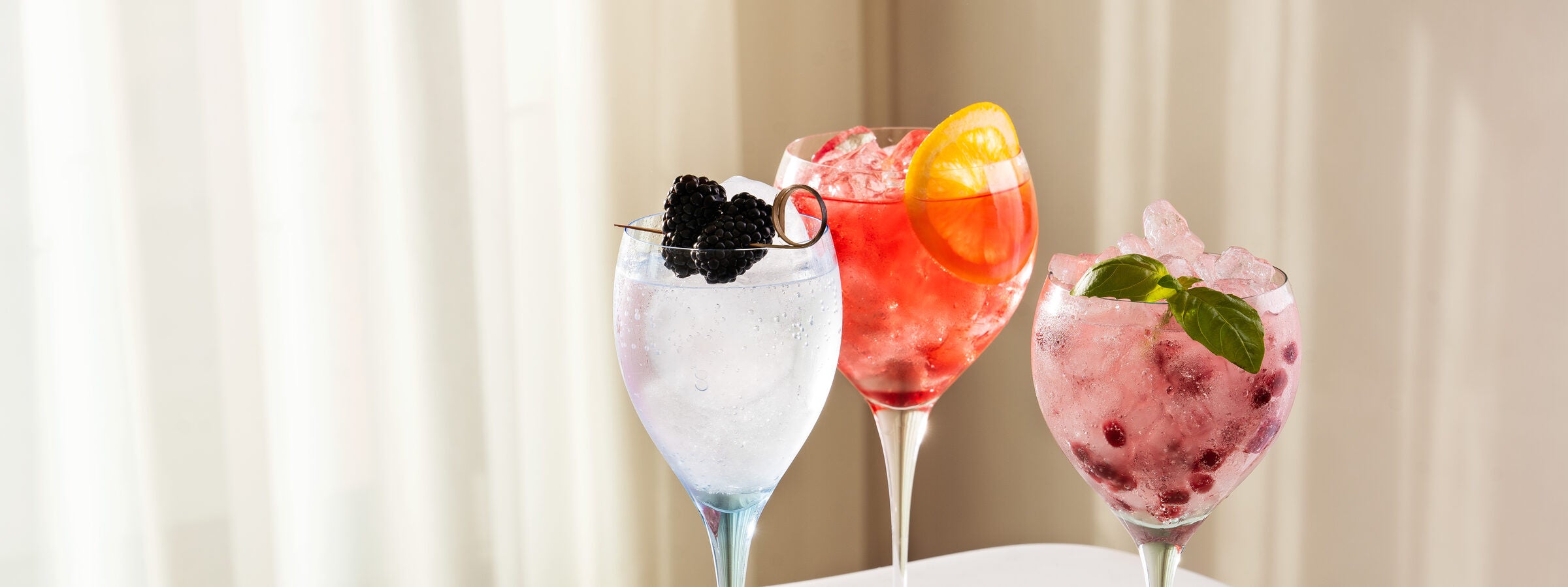 Moser Optic crystal goblets with summer cocktails