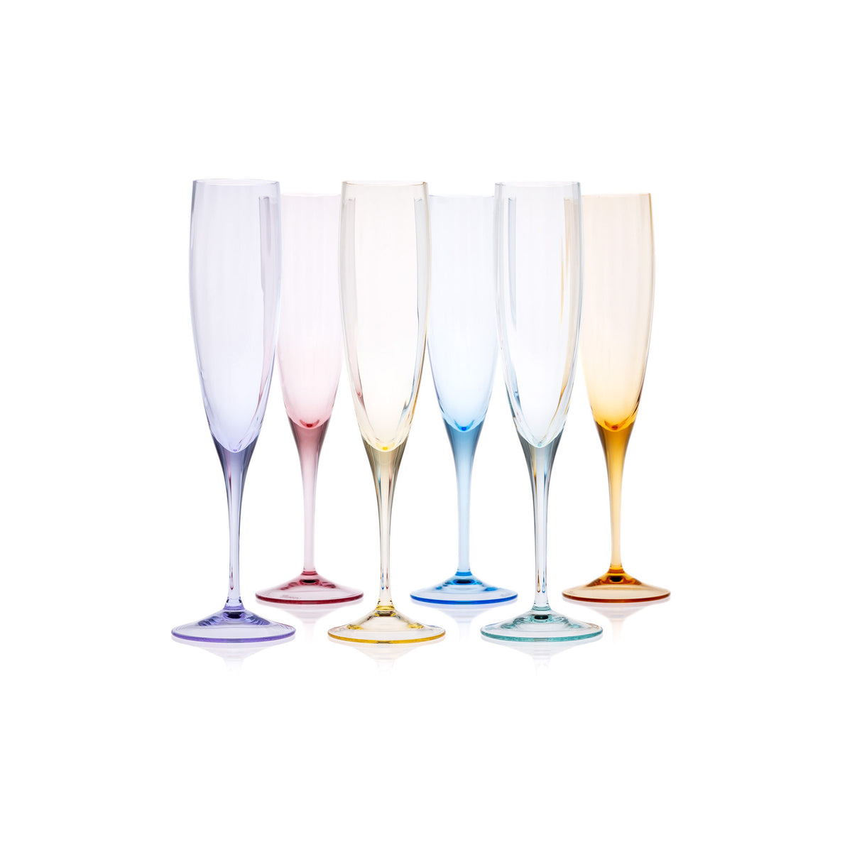 Moser Optic Champagne Glasses 200 ml, Set of 6 Colors on a white background